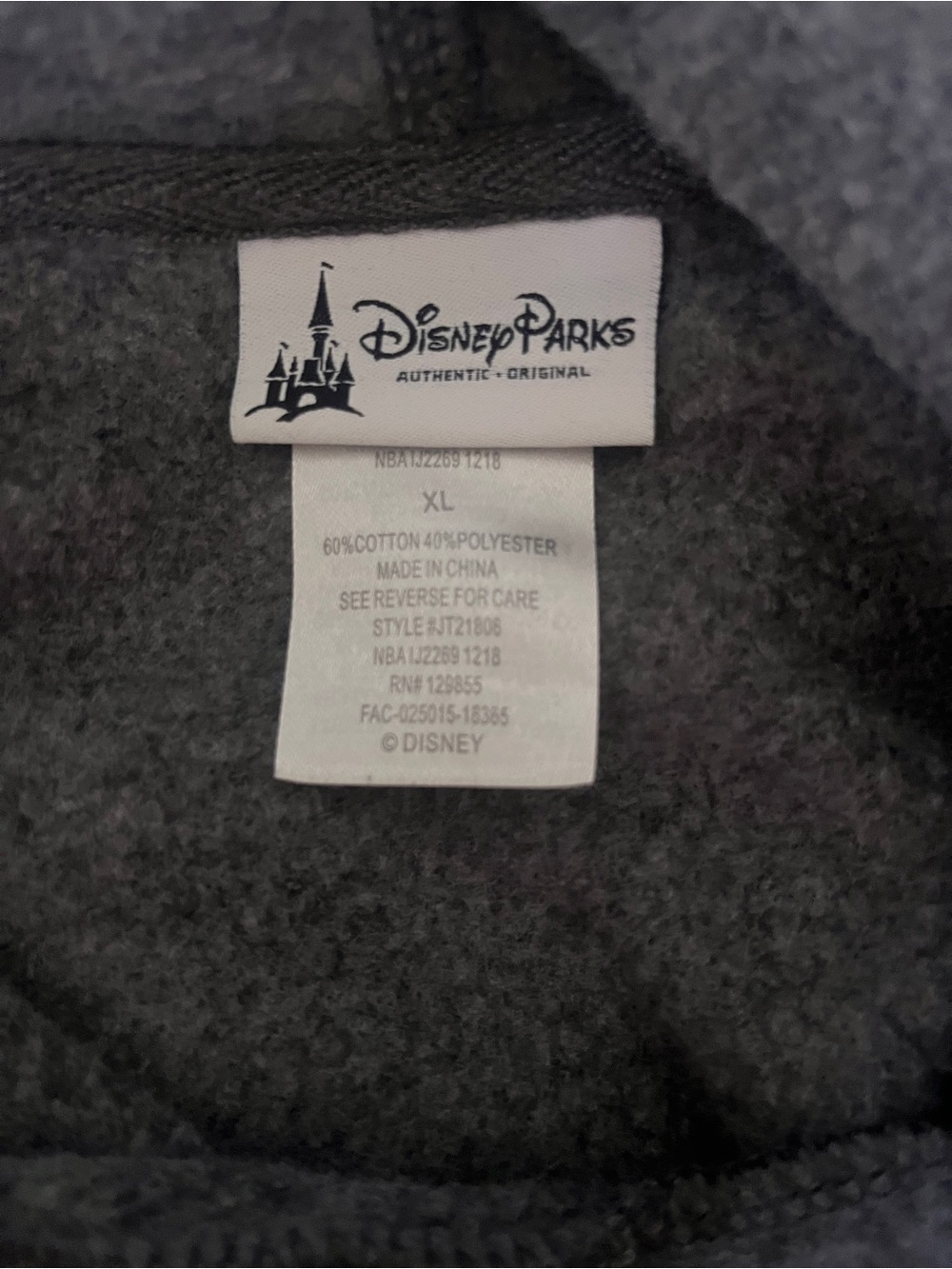 Disney Dark Gray Hoodie with Castle Rhinestone Detail - Picture 3 of 3